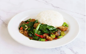 คะน้าหมูกรอบ (ราดข้าว) 